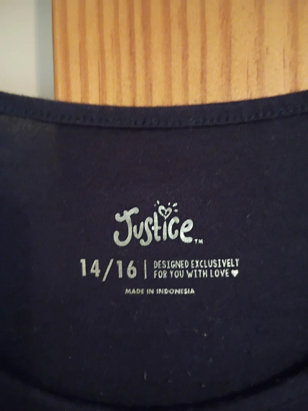 Justice Navy Long Sleeve Tee with Pink and White GIRL WARRIOR Graphic